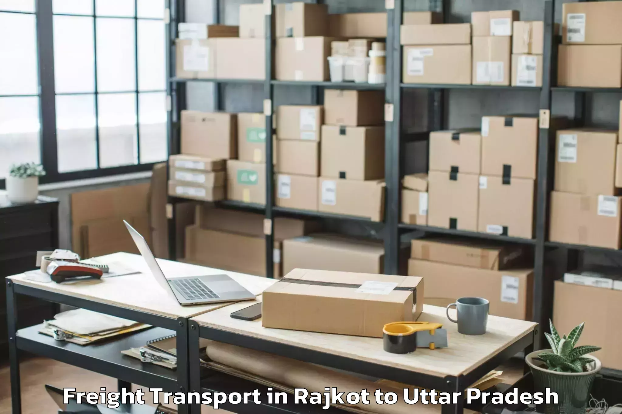 Book Rajkot to Garautha Freight Transport Online